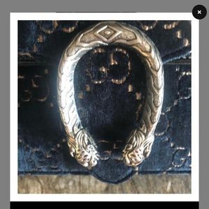 Blue and Beige Dionysus GG velvet shoulder bag